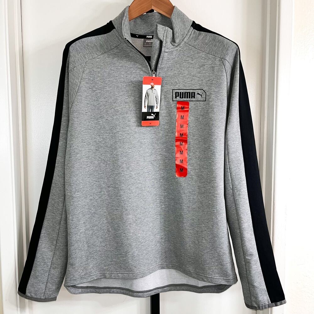 NWT Puma Mens Stretchlite Quarter Zip Pullover Sweatshirt - Gray, Size M